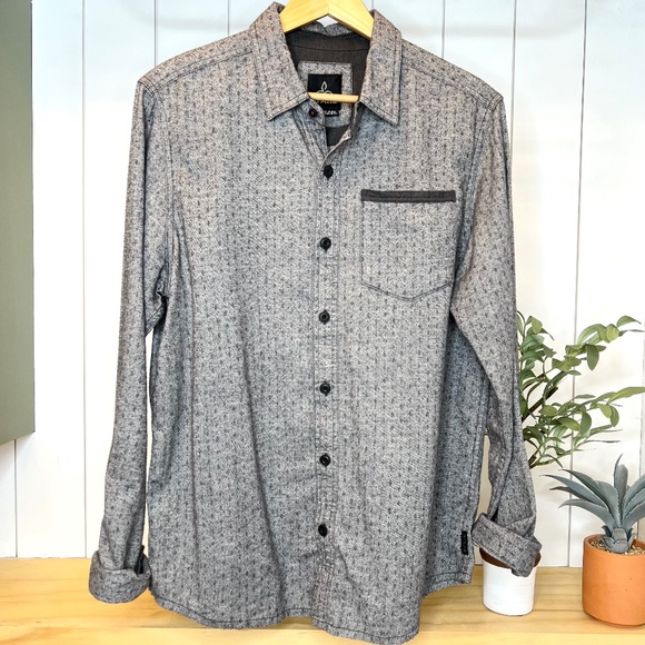 Prana Other - Prana Men's Gray Button Down Shirt Size Medium Long Sleeves Organic Cotton